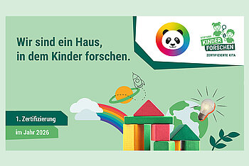 "Kinder forschen" Zertifizierungsbanner für Kita Kleine Riesen Hannover
